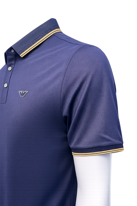 Imported Navy Blue Premium Polo Shirt with Contrast Collar