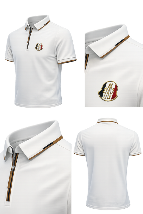 Premium White Zip-Collar Polo Shirt – Imported Fabric