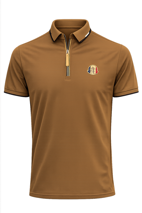Classic Brown Half-Zip Polo