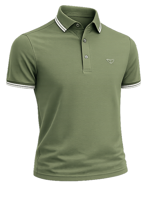 Imported Olive Green Premium Polo Shirt with Contrast Collar