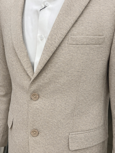 Men’s Premium Textured Beige Blazer – Elegant Slim Fit