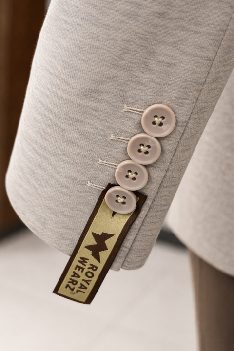 Men’s Premium Textured Beige Blazer – Elegant Slim Fit