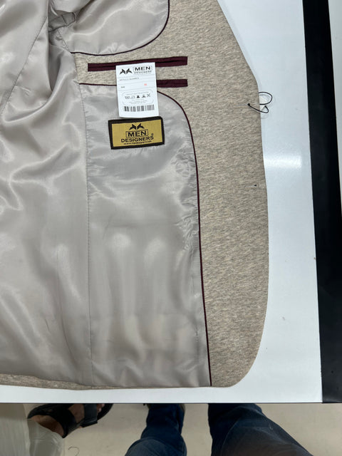 Men’s Premium Textured Beige Blazer – Elegant Slim Fit