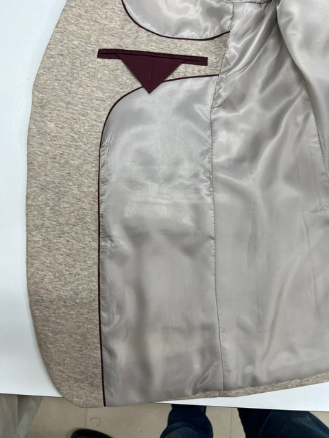 Men’s Premium Textured Beige Blazer – Elegant Slim Fit