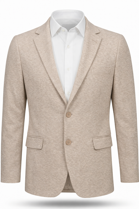 Men’s Premium Textured Beige Blazer – Elegant Slim Fit