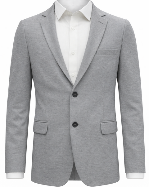 Men’s Premium Textured Grey Blazer – Elegant Slim Fit