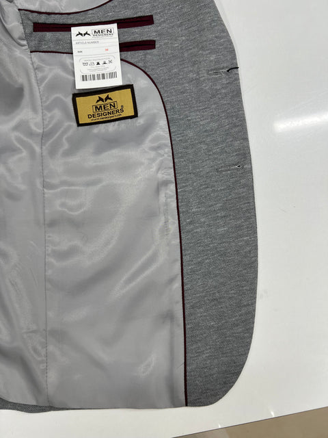 Men’s Premium Textured Grey Blazer – Elegant Slim Fit
