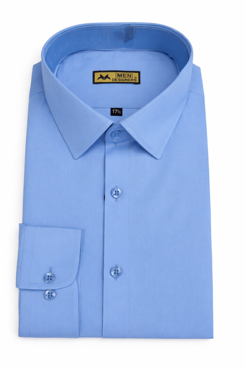 Men’s Light Blue Formal Dress Shirt – Classic Fit, Full Sleeve