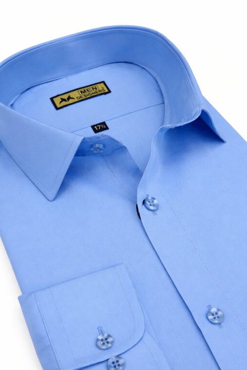 Men’s Light Blue Formal Dress Shirt – Classic Fit, Full Sleeve