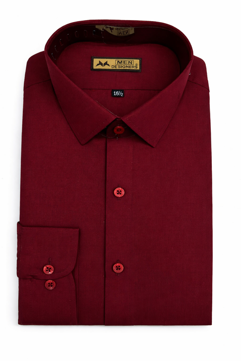 Men’s Maroon Formal Dress Shirt – Classic Fit, Full Sleeve
