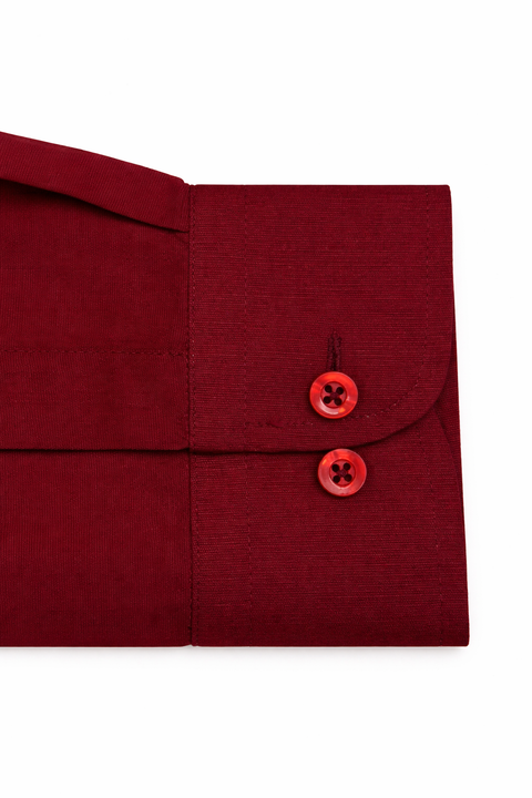 Men’s Maroon Formal Dress Shirt – Classic Fit, Full Sleeve