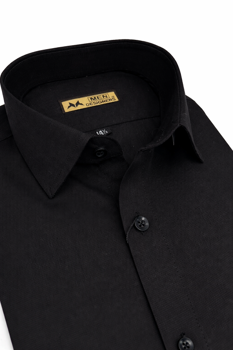 Men’s Black Formal Dress Shirt – Classic Fit, Full Sleeve