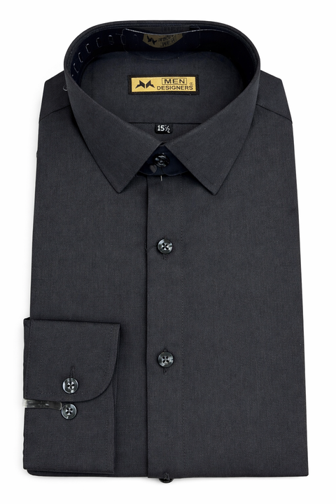 Men’s Grey Formal Dress Shirt – Classic Fit, Full Sleeve