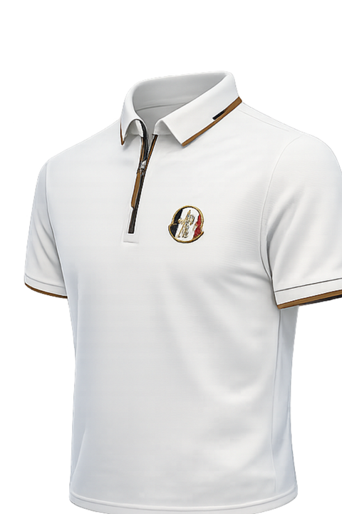 Premium White Zip-Collar Polo Shirt – Imported Fabric