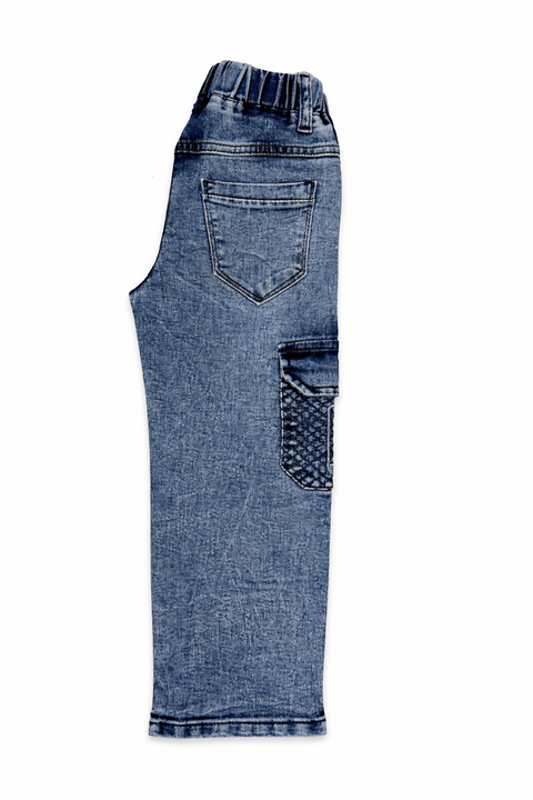 Kids Light Blue Denim Cargo Jeans – Imported, Soft & Wrinkle-Free