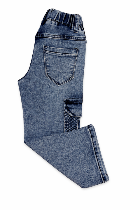 Kids Light Blue Denim Cargo Jeans – Imported, Soft & Wrinkle-Free