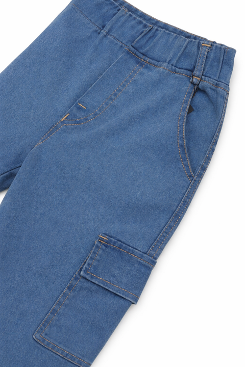 Kids Light Blue Denim Cargo Jeans – Imported, Soft & Wrinkle-Free