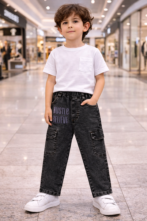 Kids Denim Dark Grey Jeans – Imported, Soft & Wrinkle-Free