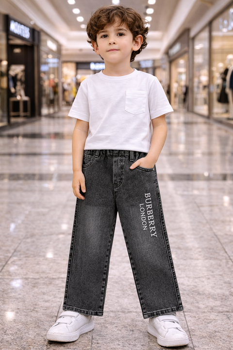 Boys Dark Grey Denim Jeans – Imported, Soft & Wrinkle-Free