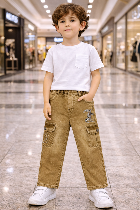 Kids Denim Mustard Jeans – Imported, Soft & Wrinkle-Free