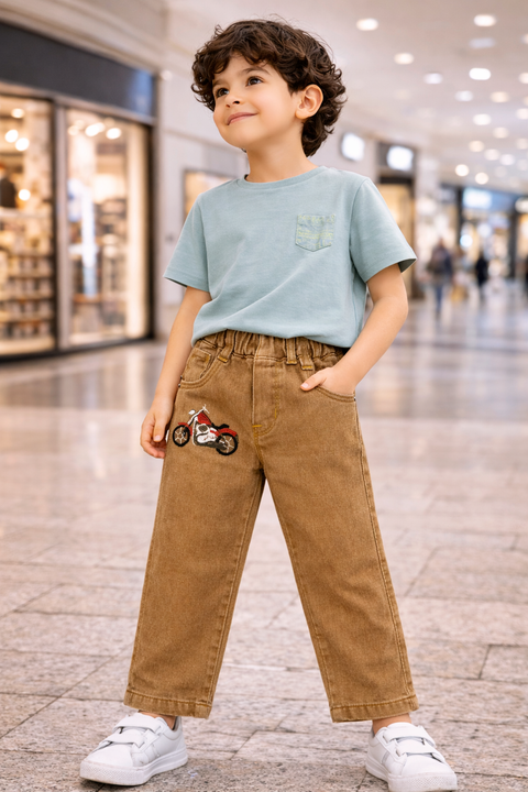 Boys Brown Drift Denim Jeans – Imported, Soft & Wrinkle-Free