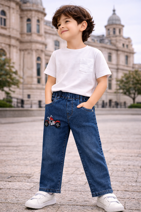 Boys Dark Blue Denim Jeans – Imported, Soft & Wrinkle-Free