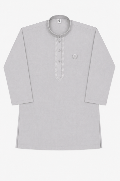 Silver Grey Classic Embroidered Kurta Pajama – Royal Wearz