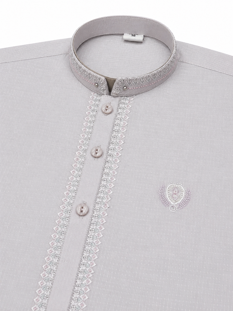 Silver Grey Classic Embroidered Kurta Pajama – Royal Wearz