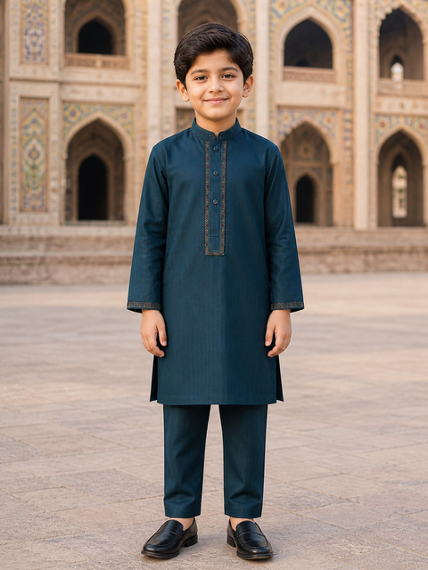 Boys Embroidered Kurta Pajama – Premium Traditional Outfit