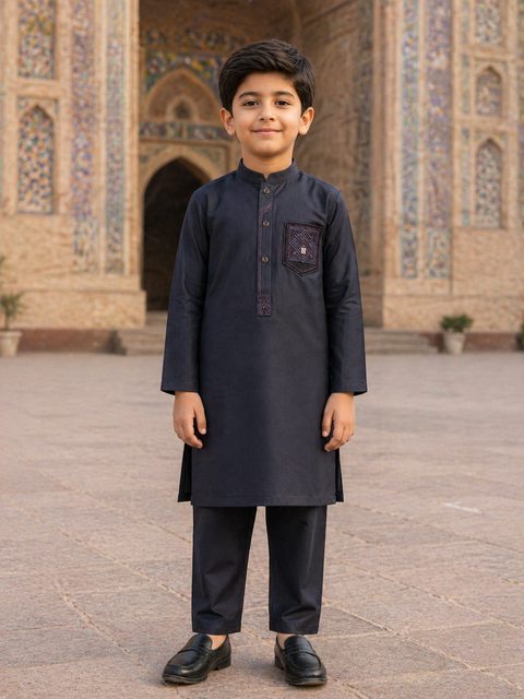Boys Embroidered Kurta Pajama – Classic Festive Wear