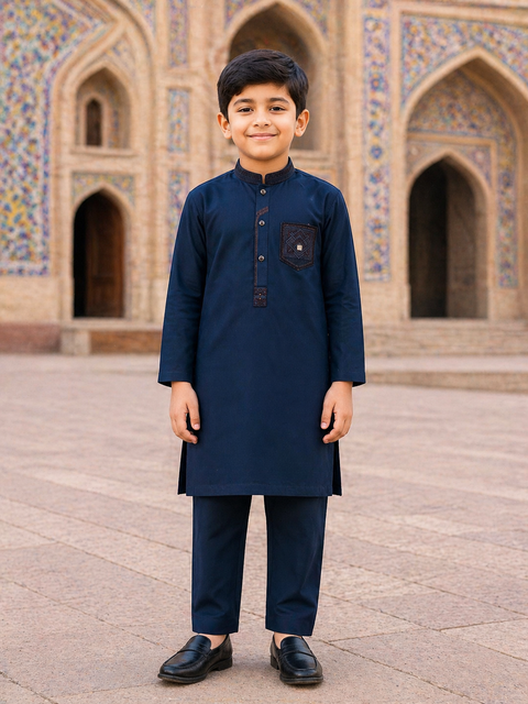 Boys Embroidered Kurta Pajama – Classic Festive Wear