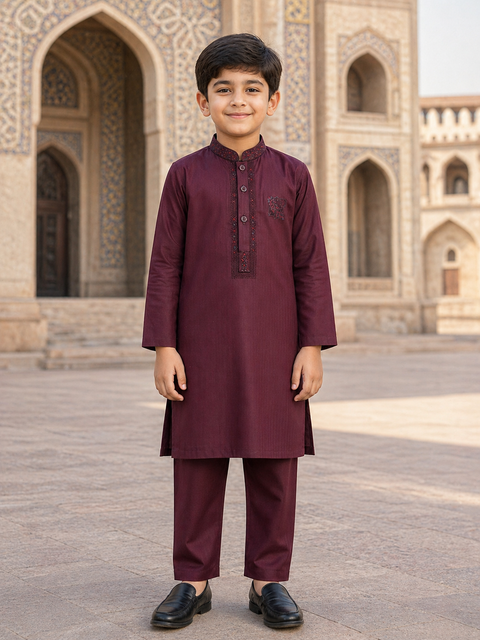 Boys Embroidered Kurta Pajama – Elegant Festive Collection