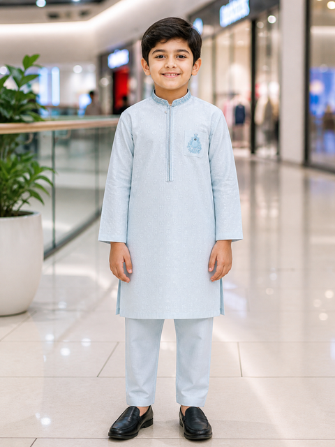 Boys Embroidered Kurta Pajama – Elegant Festive Collection