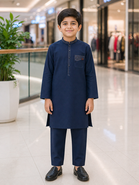 Boys Embroidered Kurta Pajama – Elegant Festive Collection