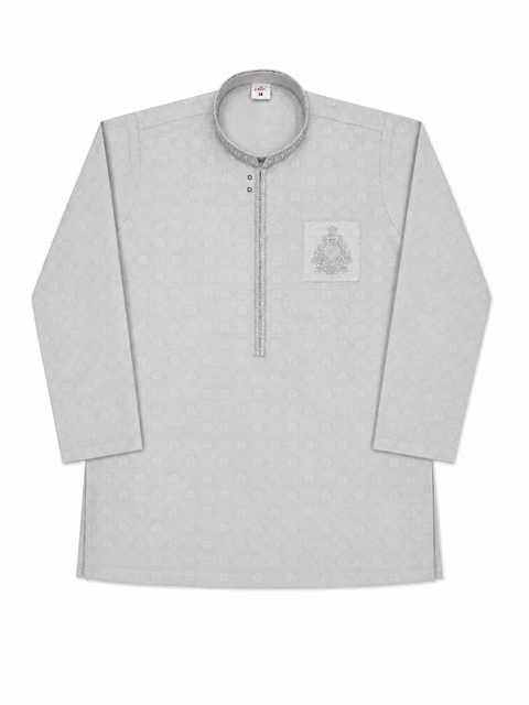 Light Grey Kurta Pajama for Kids – Elegant Embroidered Design