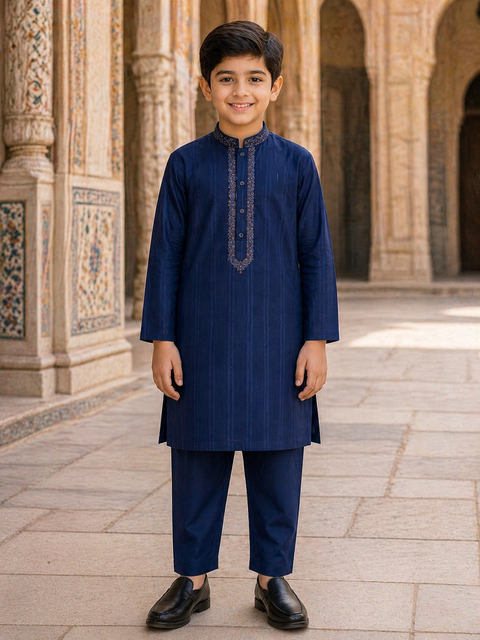 Navy Blue Kurta Pajama for Men – Embroidered Premium Ethnic Wear