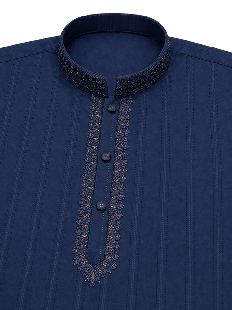 Navy Blue Kurta Pajama for Men – Embroidered Premium Ethnic Wear