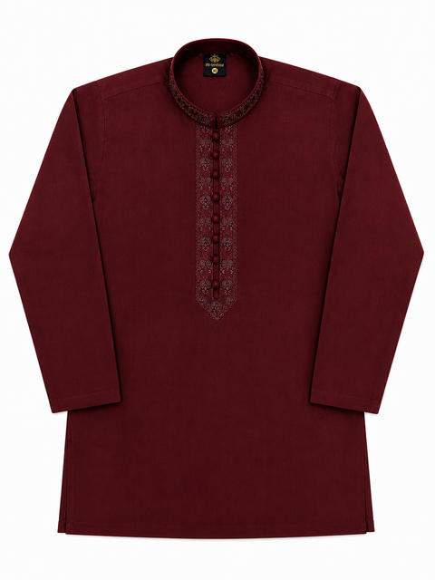 Maroon Embroidered Kurta Pajama for Kids – Classic Traditional Fit