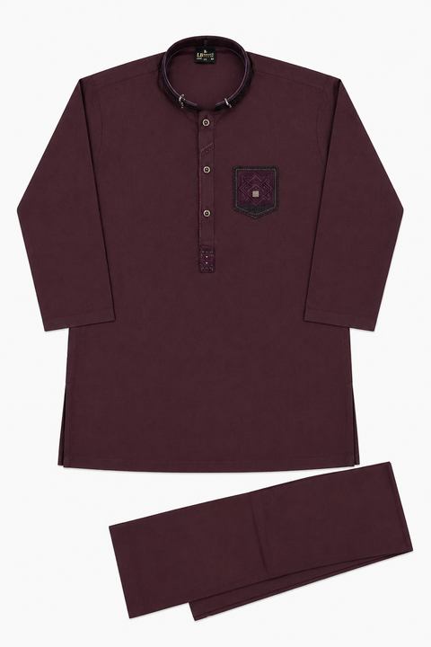 Royal Wearz Maroon Classic Embroidered Kurta Pajama