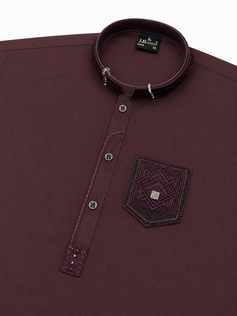 Royal Wearz Maroon Classic Embroidered Kurta Pajama