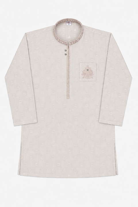 Beige Elegance Embroidered Kurta Pajama – Royal Wearz