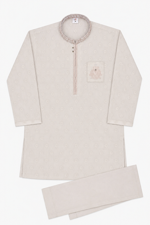 Beige Elegance Embroidered Kurta Pajama – Royal Wearz