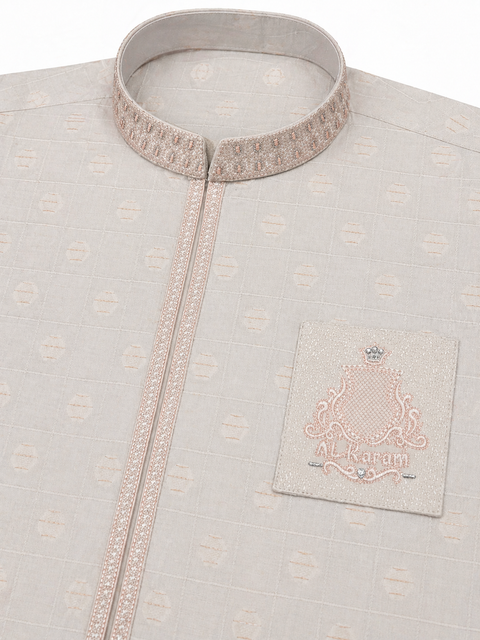 Beige Elegance Embroidered Kurta Pajama – Royal Wearz