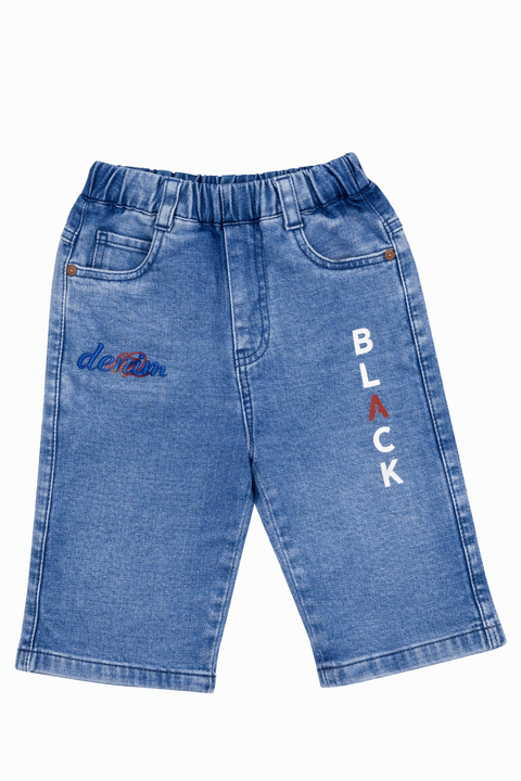 Boys Blue Denim Shorts with Print – Comfortable Summer Wear