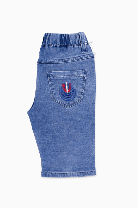 Boys Blue Denim Shorts with Print – Comfortable Summer Wear