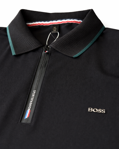 Imported Premium Black Polo Shirt with Contrast Collar