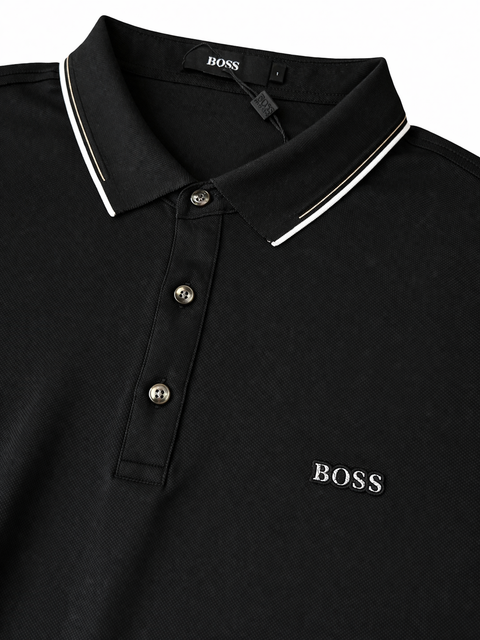 Imported Premium Black Polo Shirt with Contrast Collar