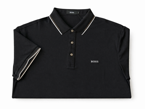 Imported Premium Black Polo Shirt with Contrast Collar