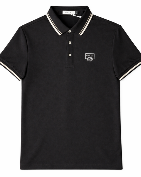 Imported Premium Black Polo Shirt with Contrast Collar