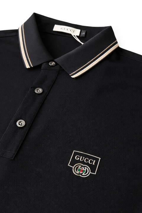 Imported Premium Black Polo Shirt with Contrast Collar
